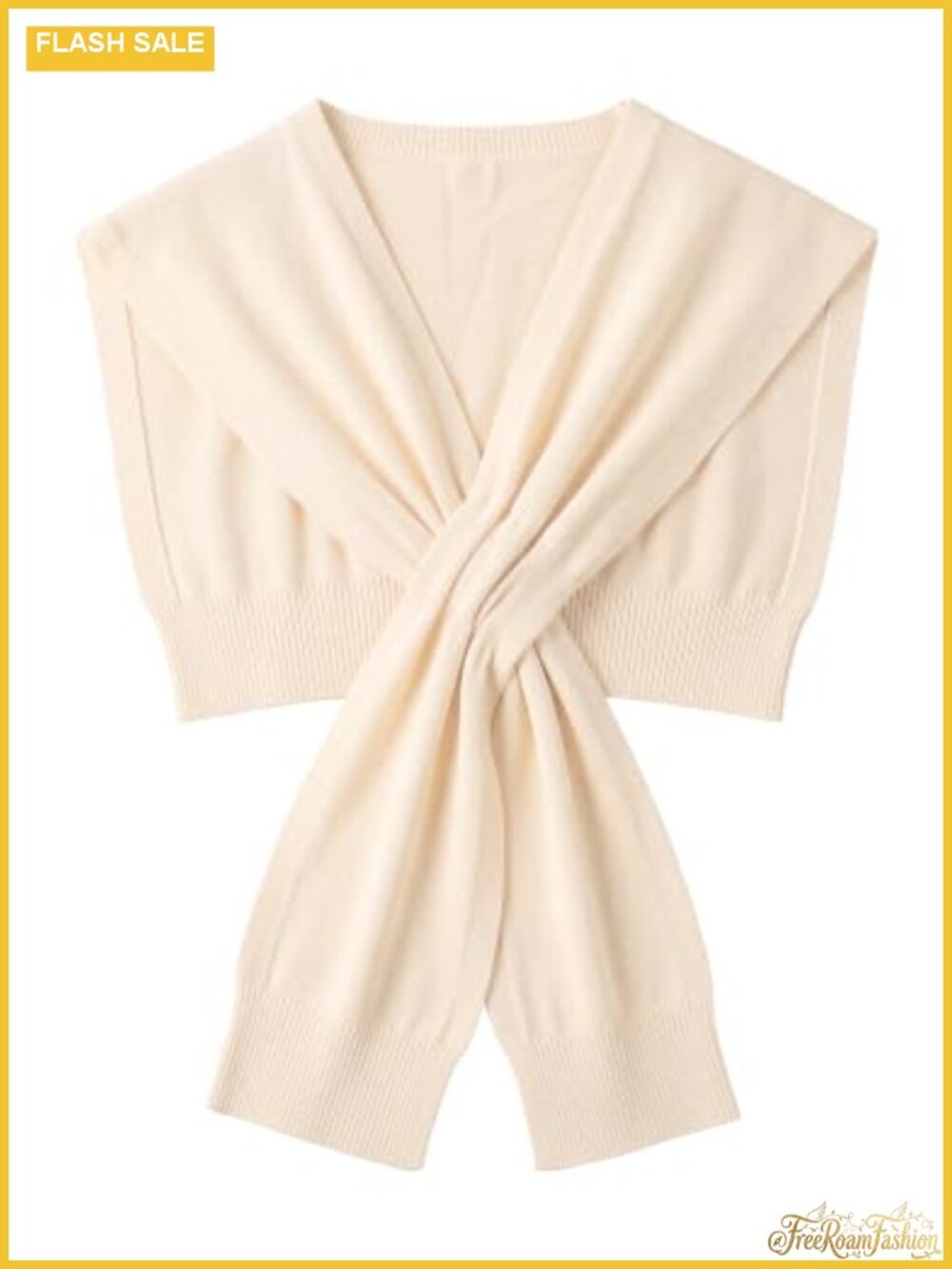 Wool Blend Shawl Wrap Knotted Knitted Sweater Wrap One Size Women